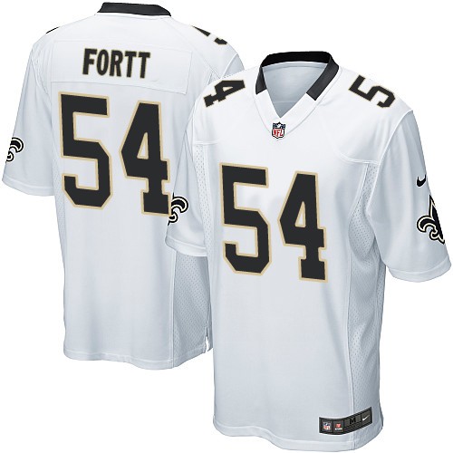 Men's Game Khairi Fortt Nike Jersey White Road - #54 NFL New Orleans Saints